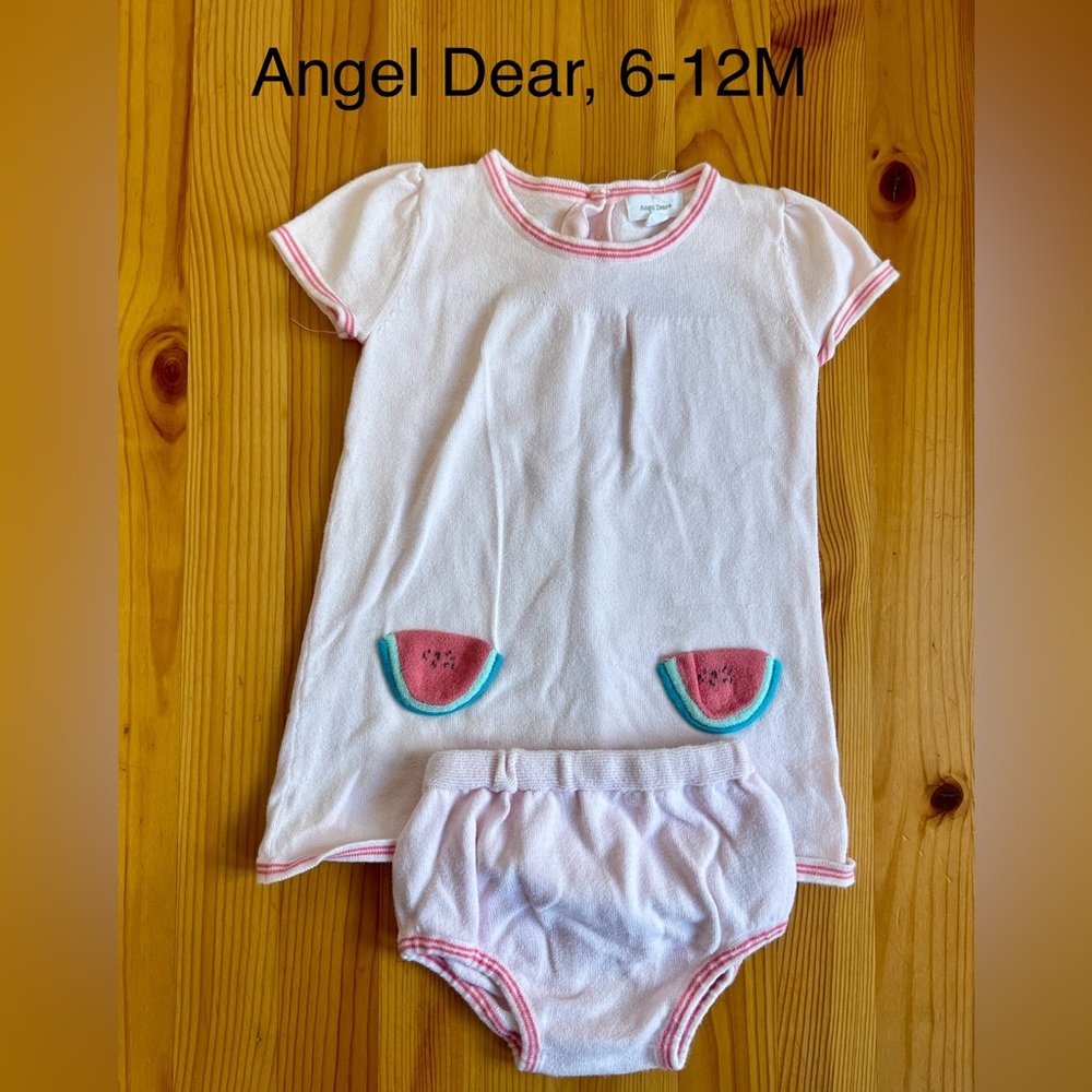 Angel Dear Watermelon dress w/ bloomers, 6-12m